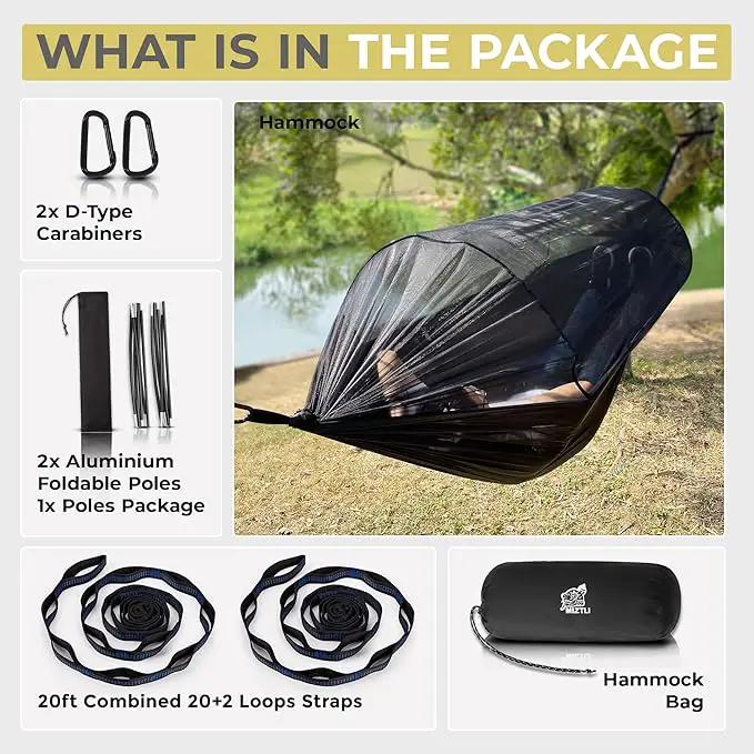 Miztli Camping Hammock -Portable Hammock w/Spacious Net & Tree Straps w/Adjustable Loops, Double and Single Hammock for Outdoor, Indoor, Hiking and Travel, photo 7 of 7