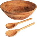 Luxe Designs Wooden Salad Bowl Set - Food Safe & Sustainable Decorative Bowl - Wood Bowl for Fruits, & Salads - Easy to Clean Large Salad Bowls Set w/Spoon, Fork – Wooden Bowls for Food (Natural) by CozyNest Decor