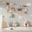 MBYD Wood Wall Shelf With Hooks Floating Shelves for Wall Bathroom Shelves Wall Mounted Nursery Floating Bookshelf for Kids Room Toy Storage Shelf for Bedroom Picture Frames Kitchen (Natural, 36 Inch) by CozyNest Decor