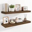 Marsmiles 31.5" Floating Shelves for Wall, Wooden Shelves with Invisible Brackets Set of 2, Rustic Farmhouse Wall Mounted Shelf for Kitchen Bathroom Living Room Study, Walnut by CozyNest Decor