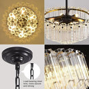 Modern Clear Glass Chandelier, 14" Round Crystal Dining Room Chandelier, Small Black Pendant Light Hanging Fixture for Bedroom, Kitchen Island Light Dimmable Ceiling Lighting Chandeliers for Bathroom by CozyNest Decor