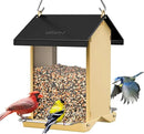 iBorn Bird Feeders for Outdoors,Bird House Feeder with Weatherproof Metal Roof & 8 Drain Holes,Fully Detachable Birdfeeder Design,Easy Clean & Refill,Chew-Proof PC Windows,1.5 Lbs Capacity,Black Roof by GreenHaven Gardens