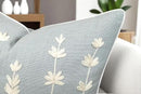 VAGMINE Hand Embroidered Daisy Accent Throw Pillow Cover - 20x20 Inches Square - 100% Cotton Robins Egg Decorative Cushion Cover for Couch, Sofa, Chair - Textured Embroidery - Boho Floral Home Décor by CozyNest Decor