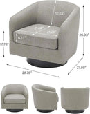 Swivel Barrel Accent Chair, Modern Round Linen Arm Chair for Living Room, Bedroom, Comfy Club Reading Chairs for Adults（Linen Fabric, Khaki, Set of 1 by CozyNest Decor
