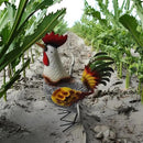 Metal Rooster Statue, Garden Outdoor Decor, Red and Gold Feathers, Weather Resistant, Metal Chicken Yard Art Sculpture, Iron Garden Animal Statue by CozyNest Decor