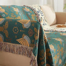 Boho Throw Blanket for Couch Sofa Bed, 100% Cotton Woven Quilt with Tassel 90”x98”, Super Soft Muslin Blanket with Bird Printed, Decorative Reversible Bed Blanket/Cover for All Seasons by CozyNest Decor