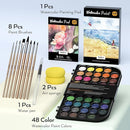 Nicpro Watercolor Paint Set, 48 Water Colors Kit with 8 Painting Brushes, Palette, Watercolor Pen, 25 Art Pad Paper, 2 Art Sponges, Non-toxic Painting Supplies for Kids, Adults, Beginners, Artists by TinyTreasures Baby Boutique