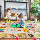 4x6 Playroom Rugs for Kids Washable, Educational and Fun Playmat with ABC Alphabet Animals Shapes Colors, Non-Slip Play Mat Learning Rugs for Baby Toddler Children Game Activity, Beige by CozyNest Decor