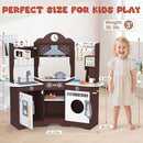 ANPABO Play Kitchen for Kids, Wooden Kitchen Playset w/Real Lights & Sounds, Coffee & Ice Maker, Microwave, Stove, 30Pcs Accessories Include Play Food, Pretend Play Set for Boys & Girls, Espresso by TinyTreasures Baby Boutique
