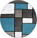 Rugshop Contemporary Modern Boxes for Home Office,Living Room,Bedroom,Kitchen Non Shedding Round Area Rug 8' Blue by TinyTreasures Baby Boutique