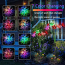 Solar Garden Lights, 2 Pack New Upgraded Solar Swaying Lights with 12 Flowers Solar Lights for Outside Garden Yard Decor Outdoor Waterproof, Gardening Birthday Gifts for Women Mom Grandma, White & Red by GreenHaven Gardens