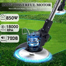 Electric Weed Wacker with Wheel, 21V Cordless Weed Eater with 2 x Batteries & 1 Charger, 3 in 1 Grass String Trimmer/Brush Cutter/Edger, Stringless Lightweight Weed Trimmer for Garden, Yard and Lawn by GreenHaven Gardens