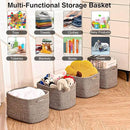 Storage Baskets for Shelves Organizing, Woven Cotton Rope Baskets for Storage, Book Basket, Decorative Shelf Basket, 12.5"Lx9.1''Wx7.9''H (4 Packs) Dark Brown by CozyNest Decor