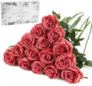 Pink Fake Roses Artificial Flowers - 16 Pcs Fake Artificial Roses Silk Flowers with Stems for Home Wedding Hotel Office Centerpiece Decor（Coral Pink） by CozyNest Decor