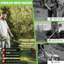 ALSO GO 21V Electric Weed Wacker, Weed Trimmer, Battery Powered Grass Trimmer with 2pcs Batteries, 3 in 1 Cordless Weed Eater with Wheels, Stringless Lightweight Grass Cutter for Lawn Garden Yard by GreenHaven Gardens