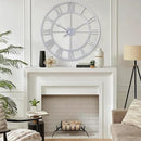 CLXEAST Large Modern 30 Inch Wall Clock Silver, Oversized Big Roman Numeral Metal Wall Clocks for Living Room Decor, Home Office by CozyNest Decor