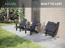 Folding HDPE Adirondack Chair Set of 2, Weather-Resistant Patio Chair with Wide Armrests & High Backrest, Fire Pit Chair for Garden, Backyard, Porch - Black