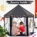 Monobeach Princess Tent Girls Black Large Playhouse Kids Castle Play Tent with Star Lights Gift Toy for Children Indoor and Outdoor Games by TinyTreasures Baby Boutique