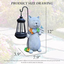 Solar Cat Garden Statues Outdoor Décor with Lantern- Cat Figurines Solar LED Light Lawn Ornaments - Yard Decorations for Patio, Balcony, Backyard -Unique House Warming Gifts for Mom by CozyNest Decor