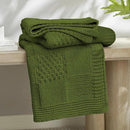 Amélie Home Chenille Knit Throw Blanket for Couch, Checkered Texture Decorative Soft Blanket for Sofa, Bed & Living Room, 50"x60", Olive Green by CozyNest Decor
