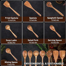 Wooden Utensil Set,WOTTISH 7Pcs Nonstick Wood Spatula,Wooden Kitchen Utensils Set Non Toxic,Wooden Spoons for Cooking（A07） by CozyNest Decor