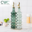COOK WITH COLOR Glass Olive Oil Bottle Dispenser - 2 Pack- 17oz Oil and Vinegar Cruet - Olive Oil Carafe Decanter for Kitchen by CozyNest Decor
