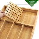 VaeFae Bamboo Silverware Organizer (Non-expandable), Utensil Holder for Drawer, Wooden Cutlery Tray with Divider for Kitchen Drawer, Utensil Organizer with Knife Block by CozyNest Decor