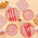 175 Pcs Red Gingham Plates and Napkins Party Supplies - Red and White Checkered Plates Sets Serve 25 Guests - Scalloped Gingham Paper Plate for Birthday Picnic BBQ Christmas Party Decorations by CozyNest Decor