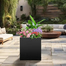Metal Rectangular Planter Box, Small Planter Boxes Outdoor, 18''L x 18''W x 20''H Heavy Duty Plant Box with Removable Insert Shelf, 3 Tier Adjustable Height Tall Garden Planter for Plants, Flowers by GreenHaven Gardens