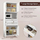 75” Tall Kitchen Pantry Storage Cabinet, Metal Bathroom Storage Cabinet with 2 Drawers and Adjustable Shelves, Kitchen Pantry Cupboard, Freestanding Cupboard for Bathroom, Living Room (White) by CozyNest Decor