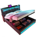 Upholstered Platform Bed With A Hydraulic Storage System, LED And USB Charging (Without Mattress) by HouseOfZazla