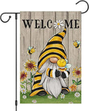 Welcome Summer Gnome Garden Flag Spring Summer Bee Sunflower Yard Flag 12x18 Double Sided Burlap Daisy House Flag for Rustic Seasonal Outside Outdoor House Decoration (ONLY FLAG) by CozyNest Decor