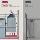 Tajsoon Laundry Sorter with Hanging Bar, 4 Section Rolling Laundry Hamper with Heavy Duty Lockable Wheels, Laundry Sorter Cart for Bathroom & Bedroom, Gray by CozyNest Decor