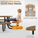 Metal Picnic Tables for Kids for Outdoors with Umbrella Hole - Coated Steel Heavy Duty Commercial Grade Table with Adjustable Seats (Brown, 38 in, Kids, Expanded Steel) by GreenHaven Gardens