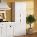 71" Tall Pantry Cabinet with 4 Doors, Kitchen Pantry Storage Cabinet, Freestanding Larder Cupboard, Kitchen Hutch with Gold Handles for Dining Room, Bathroom, White by CozyNest Decor