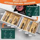 Bamboo Drawer Organizer - Silverware & Utensil Organizer, Stackable, 2 Pcs, Wooden Storage Box Tray (Bamboo, 12 X 6 X 2 Inch) by CozyNest Decor