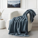 Chunky Chenille Knit Throw Blanket for Couch, Soft Luxurious Moss Stitch Blankets for Bed, Cozy Decorative Farmhouse Knitted Throws for Sofa, Stormy Blue, 60" x 80" by CozyNest Decor