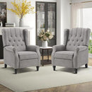 EBELLO 2 Pcs Pushback Recliner Chairs, Fabric Armchair Push Back Recliner with Rivet Decoration, Single Sofa Accent Chair for Living Room, Bedroom, Grey by CozyNest Decor