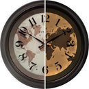 CLXEAST 18 Inch Illuminated Wall Clock with Smart LED Light Sensor, Large Modern World Map Wall Clocks for Living Room Decor,Oil Rubbed Bronze,Unique House Warming Gifts by CozyNest Decor