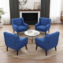 UIXE Accent Chair, Modern Upholstered Armchair in Fabric for Living Room, Comfy Club Arm Chairs Single Sofa Button Tufted Bedroom Reading Seat - Blue, Set of 4 by CozyNest Decor