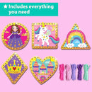 EZCRA Premium Foil Edge Lacing Cards for Kids Ages 3-6 | 5 Double-Sided Princess and Unicorn Sewing Cards with Multilingual Learning | Durable Cardboard Fine Motor Skills Activity Kit by TinyTreasures Baby Boutique