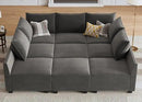 HONBAY Velvet Sectional Sofa Couch with Storage - Modular Sleeper for Living Room, Grey by CozyNest Decor
