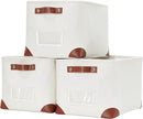 DECOMOMO White Storage Bins Fabric Storage Baskets for Shelves & Linen Closet Organization (Creamy White W/Label holder, Large - 3 Pack) by CozyNest Decor