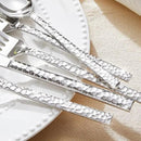 KINGSTONE 60 Piece Hammered Silverware Set, 18/10 Stainless Steel Flatware Set for 12, Cutlery Set for Home, Party, Wedding, Mirror Polished Dishwasher Safe by CozyNest Decor