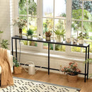 SUPERJARE 70 Inch Console Table with Outlet, Sofa Table with Charging Station, Narrow Entryway Hallway Table, Behind Couch Table, for Living Room, Charcoal Gray by CozyNest Decor