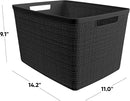 Curver Jute Large Decorative Plastic Organization and Storage Baskets, Perfect Bins for Home Office, Closet Shelves, Kitchen Pantry and All Bedroom Essentials, Pack of 4, Black by TinyTreasures Baby Boutique