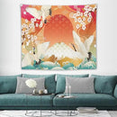 HZOHNAGO Japanese Tapestry Cherry Blossom Crane Sea Wave Fuji Mountain Red Sun Pattern Printed Wall Tapestry Painting Wall Hanging for Bedroom Living Room Dorm 60" W x 50" H by CozyNest Decor