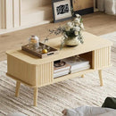 LAZZO Coffee Table with Storage Center Table for Living Room Rectangle Coffee Table with Rounded Edges,Easy Assembly, Natural Wood by CozyNest Decor