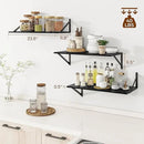 Heimlove 24" W x 12" D Wall Shelves for Books, 12 Inch Deep Floating Shelves Set of 3, Wide Floating Bookshelf with Metal Bracket for Living Room, Kitchen, Office, Bedroom and Decor Storage - Black by CozyNest Decor