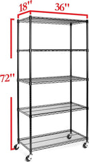Seville Classics UltraDurable Heavy Duty NSF Solid Steel Wire Rack Storage Unit, Organizer for Garage, Warehouse, Office, Restaurant, Classroom, Kitchen, Black, 5-Tier Shelving, 36" W x 18" D by CozyNest Decor